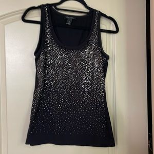 Black sleeveless top with embelishments on front. Black White market. Size S